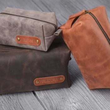 Leather toiletries bag, business gifts for him Christmas