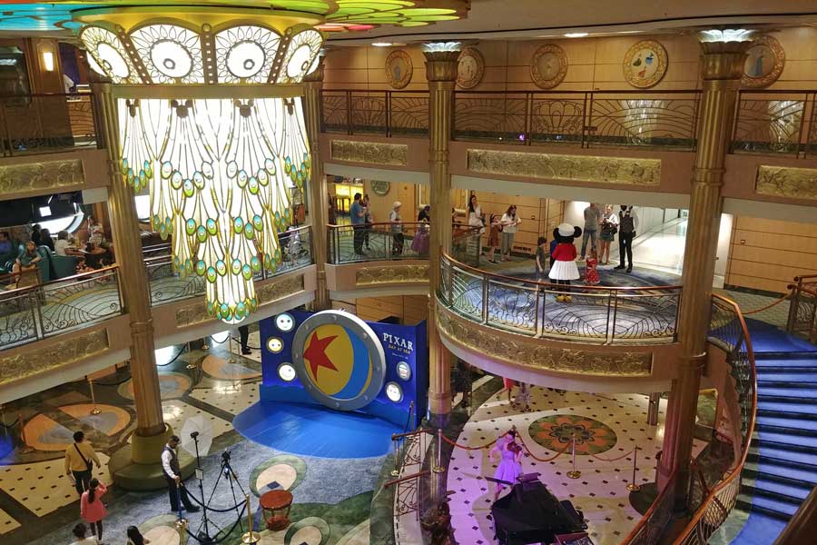 Disney Fantasy atrium, Disney cruise review, first family Disney cruise experience