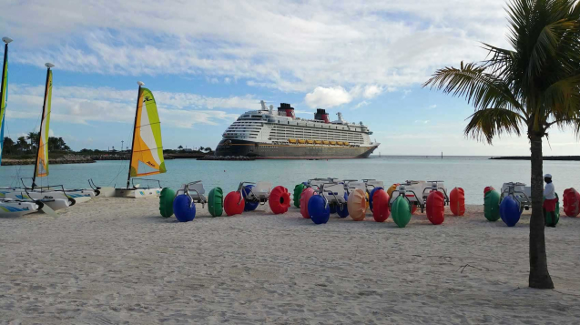 Disney Fantasy ship at Castaway Cay, Disney cruise review, first family Disney cruise experience